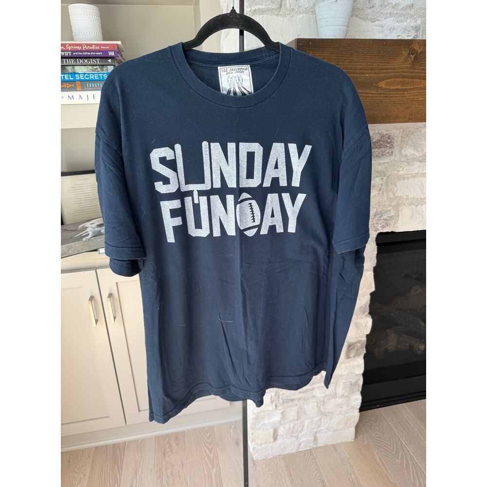 Grime Couture Men's Dark Blue Sunday Funday Football Graphic T-Shirt Size XXL
